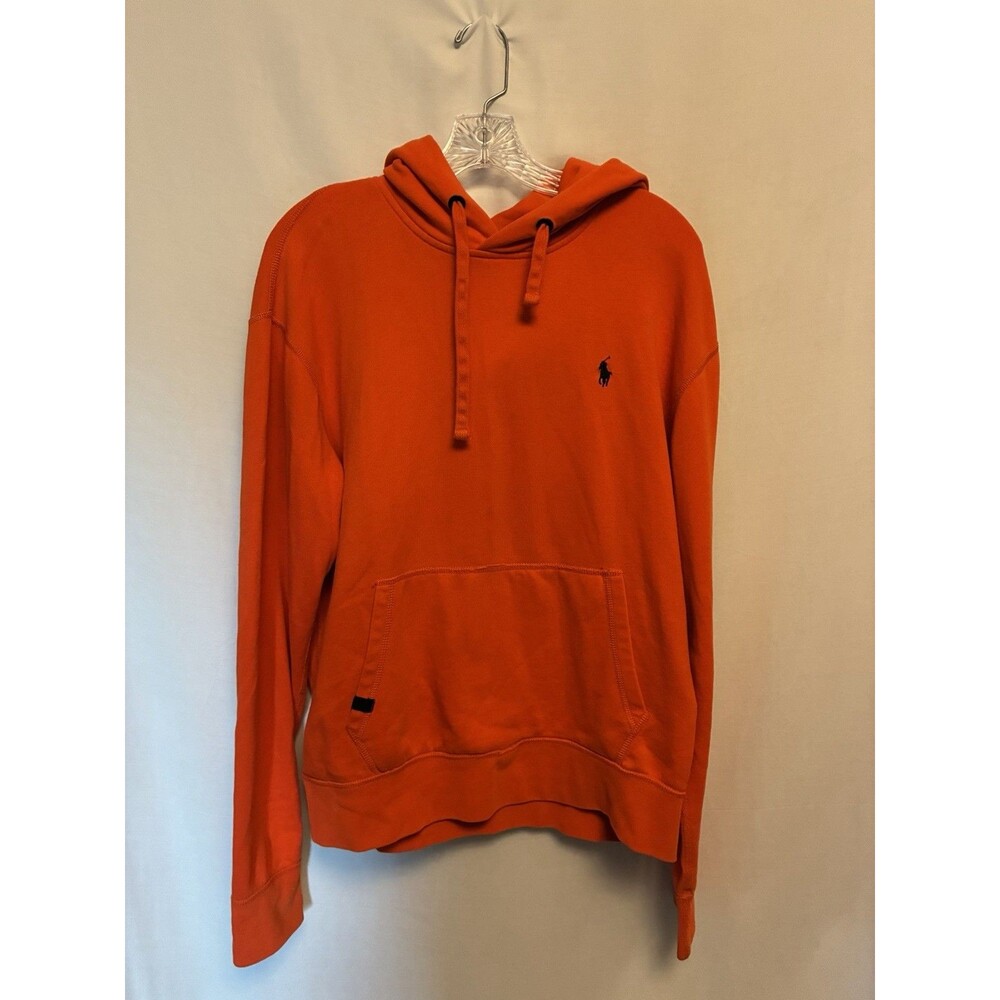 Polo Ralph Lauren Performance Men’s Orange Fleece Pullover Hoodie Size L Logo
